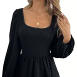 Womens Long Sleeve Top Sexy Square Neck Fitted Waist Textured Knit Casual or Evening Wear Wholes