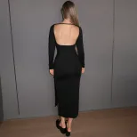 High Stretch Backless Bodycon Dress Elegant Split Design Chic Style Perfect for Parties Wholesal