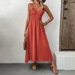 Casual Womens Dress Simple Solid Color Sleeveless Design Comfortable Fabric Perfect for Summer O