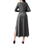 Womens Midi Dress Square Neck Ruched Waist Flattering Fit Spring Summer Fashion Wholesale Availa