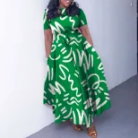 African Print Short Sleeve A Line Dress Stylish Elegant Tie Detail Perfect for Summer Events Who