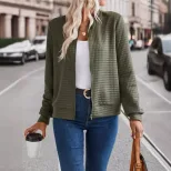 Autumn Long Sleeve Zipper Detail Cardigan Solid Color Lightweight Casual Style Wholesale Availab