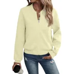 Autumn Long Sleeve Zipper Detail Cardigan Solid Color Lightweight Casual Style Wholesale Availab