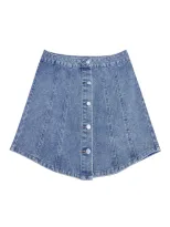 Womens Denim A Line Skirt Single Breasted Waist Defining Decorative Details Casual Wear Spring S