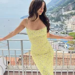 Summer Floral Backless Slip Dress for Women Slim Fit Sexy Lightweight Beachwear for Casual Occas