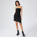Knitted Strapless Dress Irregular Hem Trendy Design Comfortable Fabric Perfect for Parties and C