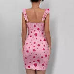 Floral Print Sleeveless Dress Elegant Ruffle Design Sexy Silhouette Perfect for Summer Events Re