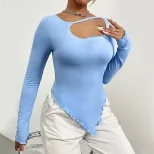 Womens Slim Fit Long Sleeve Top Sexy Stylish Short Design Perfect for Spring and Summer Wholesal