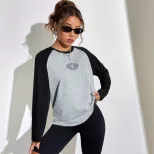 Fashion Womens Long Sleeve Top Round Neck Printed Trendy Design Casual Wear for Everyday Use Who