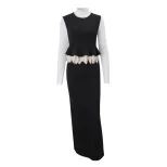 Sleeveless Ruffled Peplum Top and Long Skirt Set Elegant Design Waist Defining Fit Vintage Style