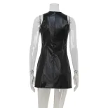 Sleeveless Bodycon Dress Vintage Style Sexy Fit PU Leather Fabric Perfect for Parties or Night O