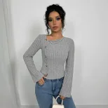 Elegant Womens T Shirt Slim Fit Long Sleeve Short Length Chic Style for Spring Summer Wholesale