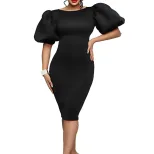 Summer Womens Dress Puff Sleeve Bodycon Fit Elegant Party Style Available in Various Colors Whol