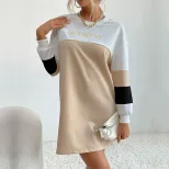 Long Sleeve Printed Color Block Dress Loose Fit Casual Style Comfortable Fabric Perfect for Ever