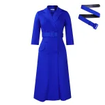 Double Breasted Blazer Dress Elegant Solid Color Mid Length Fashionable Design Perfect for Offic