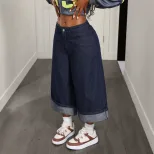 Loose Fit Womens Denim Pants Casual Style Versatile Design Comfortable Fabric Perfect for Everyd