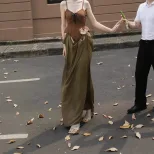 Fashion Vintage High Waisted Bow Design Sexy Midi Skirt for Women Spring Collection Elegant Styl