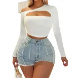 Womens Casual Off Shoulder T Shirt Stylish Minimalist Short Sleeve Spring Summer Fashion Wholesa