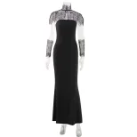 Lace Evening Gown Sleeveless Strapless Elegant Solid Color with Lace Sleeves Perfect for Formal