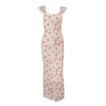 Retro Square Neck Rose Backless Dress Sweet and Spicy Style Autumn Collection Wholesale Availabl