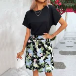 Elegant Summer Dress Fashionable Floral Print Color Block Design Comfortable Fit Perfect for Cas