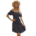 Floral Ruffle One Shoulder Dress French Country Style Pleated Design Lightweight Fabric Perfect