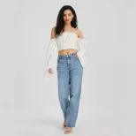 High Waisted Straight Leg Jeans for Women Stretch Denim Casual Style Trendy Fashion Wholesale Av