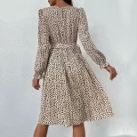 Leopard Print Long Sleeve Dress Casual Chic Round Neck Autumn Fashion Wholesale Available bulk o