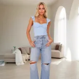 Womens Sexy Short Sleeve T Shirt Square Neck Slim Fit Spring Summer Casual Wear Wholesale Availa