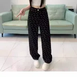 High Waisted Wide Leg Black Jeans Vintage Polka Dot Loose Fit Flattering Straight Leg Spring Sum