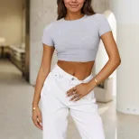 Casual Short Sleeve T Shirt Minimalist Design Versatile Fit Spring Summer Style Wholesale Availa