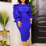 Off Shoulder Long Sleeve Dress Elegant Fit Plus Size Autumn Style Wholesale Womens Fashion Appar