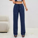 Womens Fashion Slim Fit Straight Leg Jeans New Style Comfortable Fabric Versatile for Casual Wea