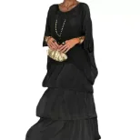 Chiffon Batwing Sleeve Maxi Dress Elegant Round Neck Trendy Design Lightweight Fabric Perfect fo