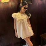 Womens Casual Short Sleeve Dress Round Neck Loose Fit Versatile Style Summer Fashion for Everyda