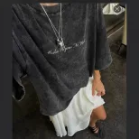 Loose Fit Womens T Shirt Summer Short Sleeve Washed Design Available in Multiple Colors Wholesale Supply
