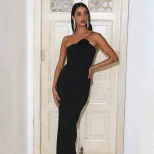 Elegant Floral Ruched Bodycon Dress French Style Sexy Silhouette Sleeveless Soft Fabric Perfect