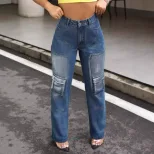 High Waisted Denim Cargo Pants Slim Fit Pocket Design Casual Style Perfect for Everyday Wear Who