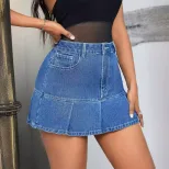 Denim Mini Skirt Elegant Casual Style High Waist Comfortable Fit Perfect for Work or Everyday We
