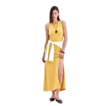 Long Knit Sweater Dress Elegant Versatile Bodycon Split Hem Autumn Winter Fashion Wholesale Avai