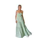 Vintage Inspired Backless Maxi Dress Elegant A Line Silhouette Spaghetti Straps Summer Fashion W