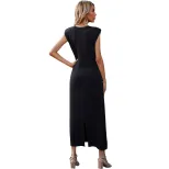 Womens Bodycon Dress Simple Solid Color Waist Defining Long Length Perfect for Parties or Casual