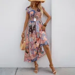 Vintage Floral Print Sleeveless Dress Paisley Pattern Elegant Design Comfortable Fabric Perfect
