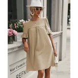Casual Loose Fit Bell Sleeve Dress Fashionable Design European and American Style Perfect for Ev