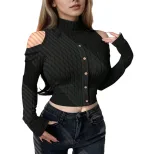 Womens Korean Style Trendy Long Sleeve Crop Top Off Shoulder Design Spring Summer Casual Wear Wh