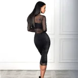 Womens Sexy Strapless Crop Top with High Waisted Bodycon Skirt and Fashionable Mesh Cover Up Tre