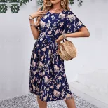 Floral Print A Line Dress Elegant Design Waist Defining Summer Style Perfect for Parties and Cas