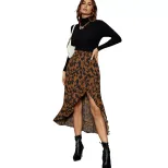 French Style Leopard Print Midi Skirt High Waist Slim Fit Elegant Design Perfect for Casual or F