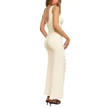 Elegant Summer Deep V Neck Ruffled Hem Bodycon Dress Sexy Backless Design Perfect for Vacation o