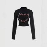 Womens Cropped T Shirt Slim Fit Floral Print Stylish Design Spring Fall Streetwear Wholesale Ava